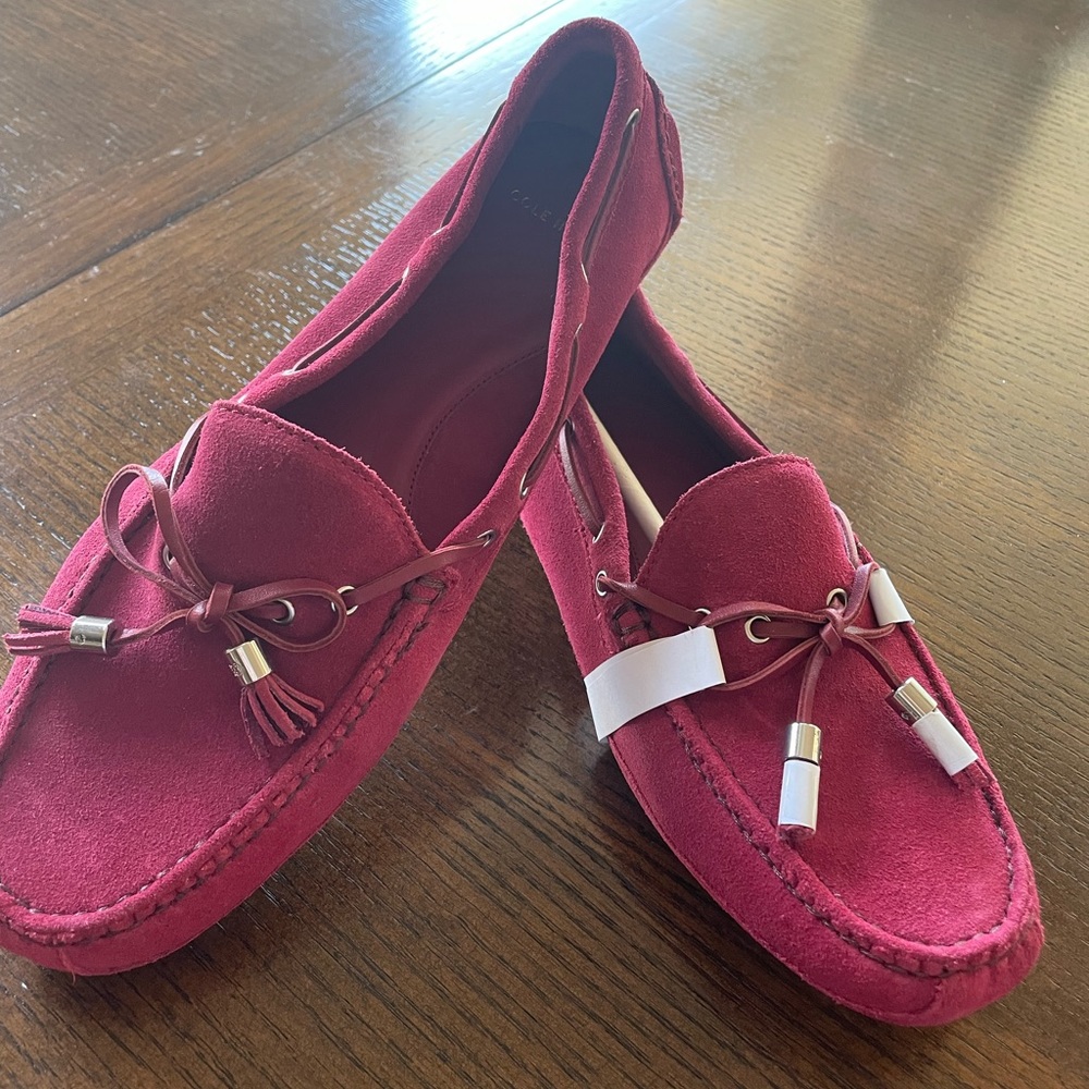 Never worn Cole Haan drivers.  Red suede.  No box.